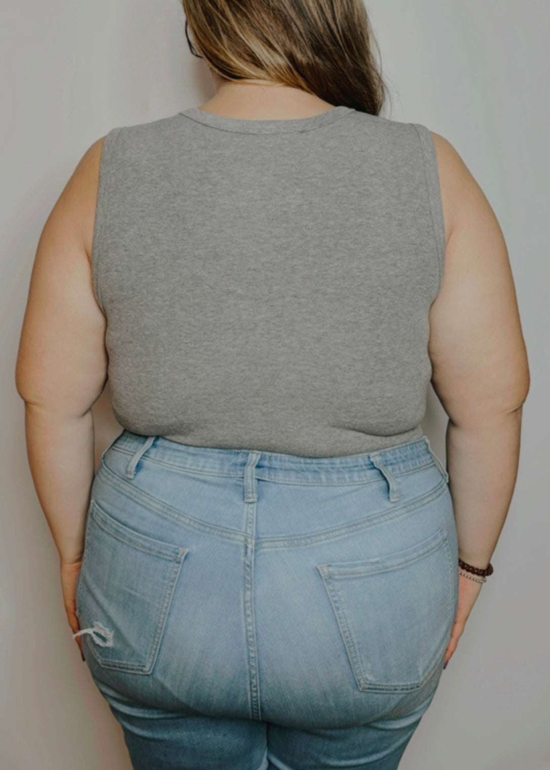 Grey Rib Jersey Knit Bodysuit - Grey Jersey Bodysuit - FIA Boutique