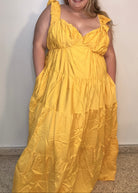 Yellow Shirred Maxi Dress | Shirred Maxi Dress | FIA Boutique