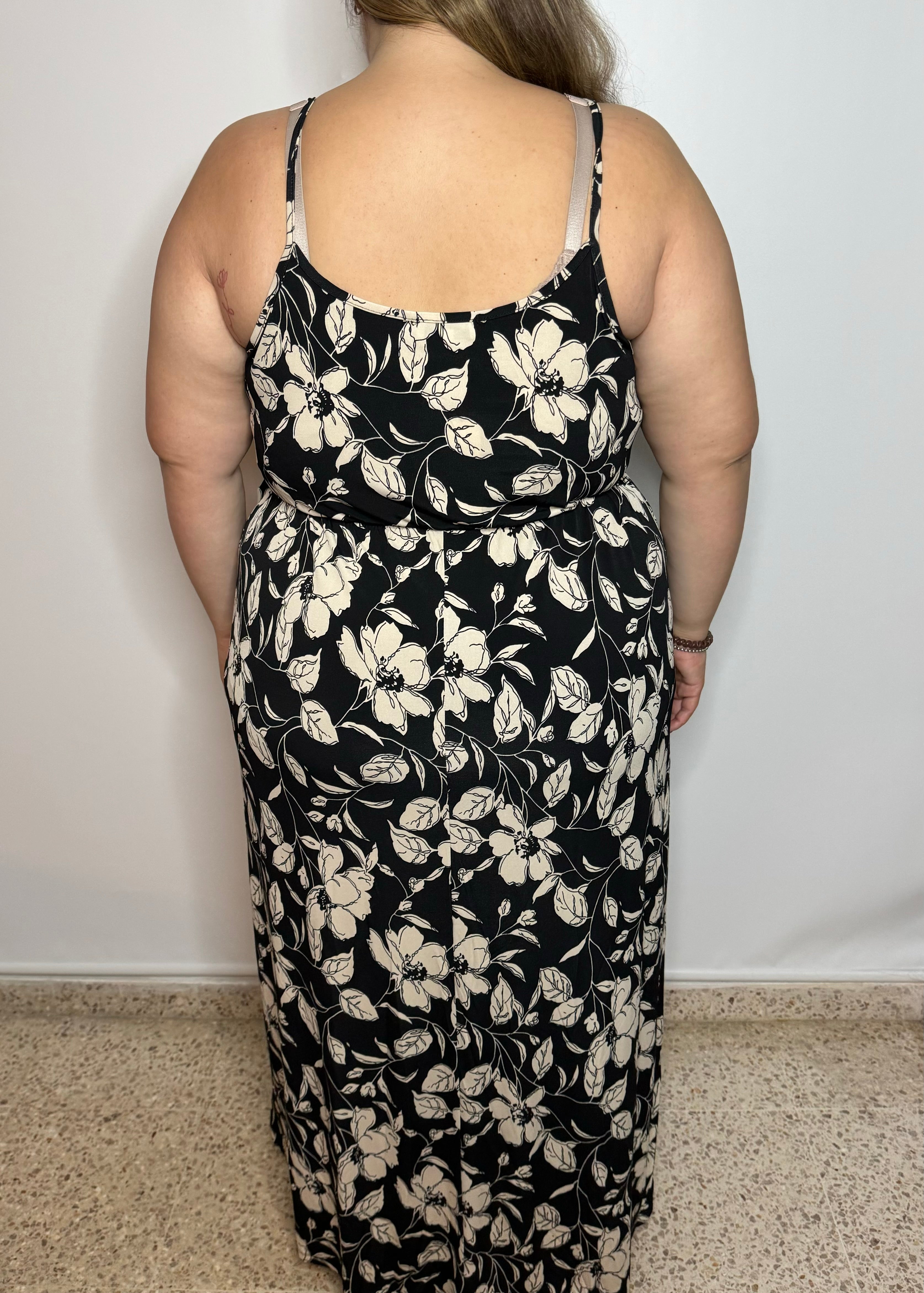 Black Cream Floral Maxi Dress | Black Floral Maxi Dress | FIA Boutique