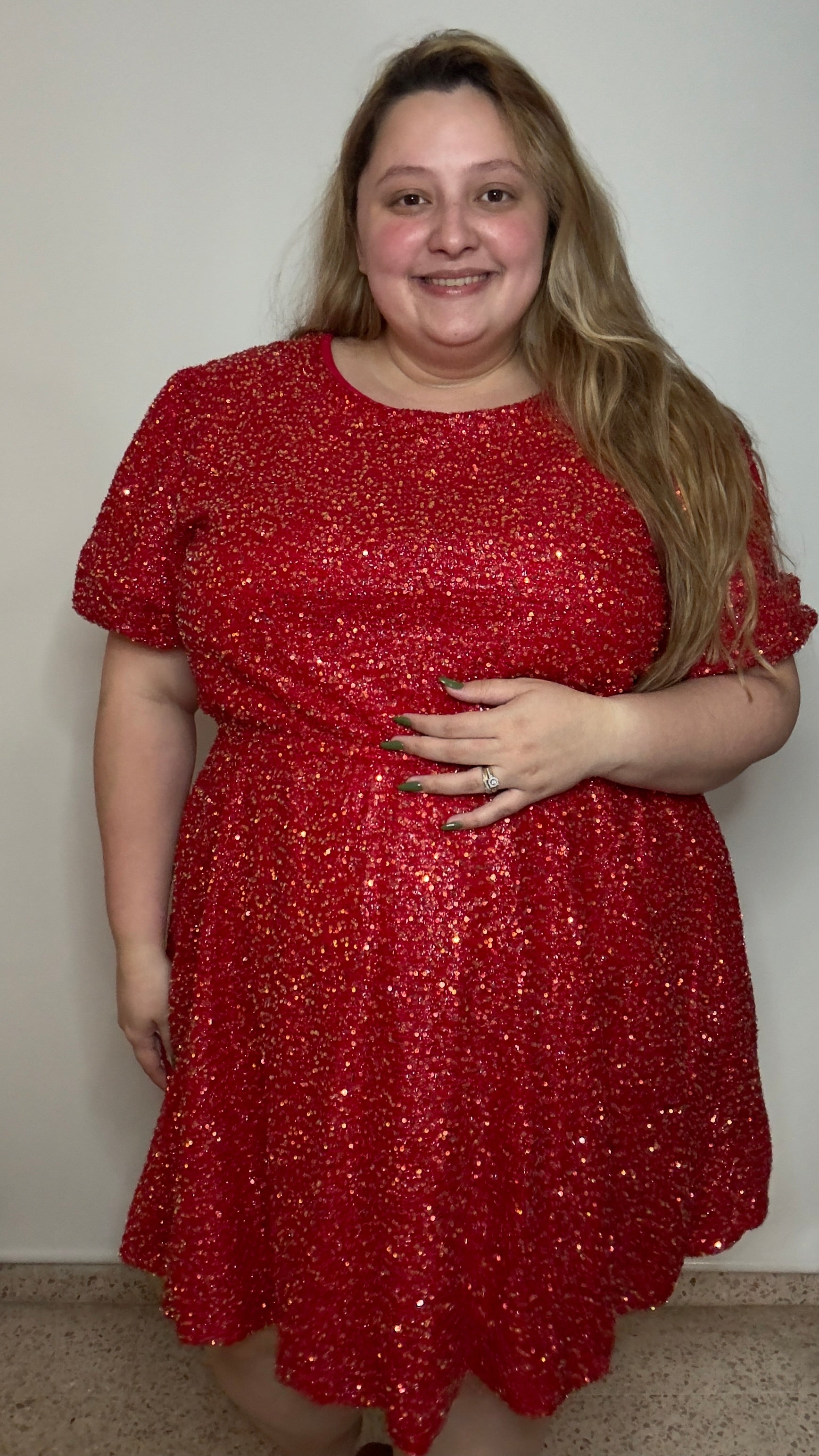 Red Sleeve Sequin Dress | Red Sequin Dress | FIA Boutique