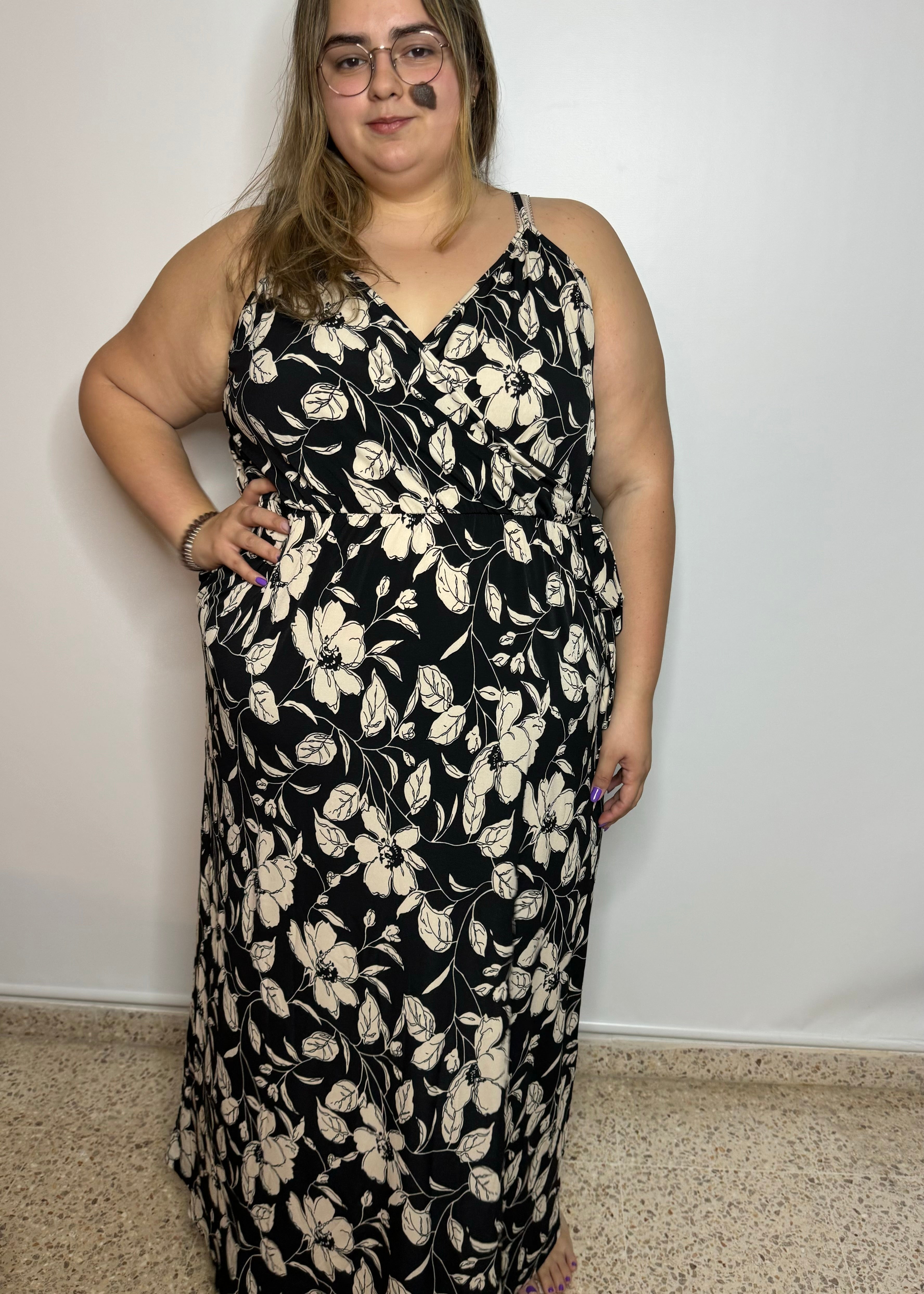 Black Cream Floral Maxi Dress | Black Floral Maxi Dress | FIA Boutique