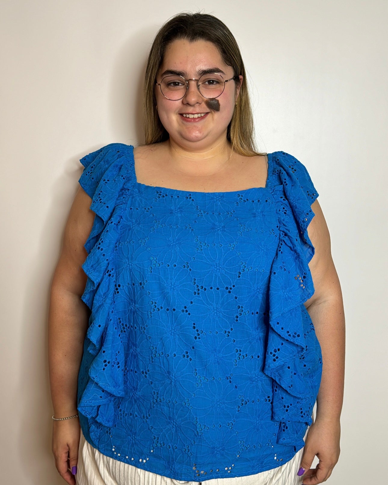 Blue Eyelet Top | Eyelet Crop Top Blue | FIA Boutique