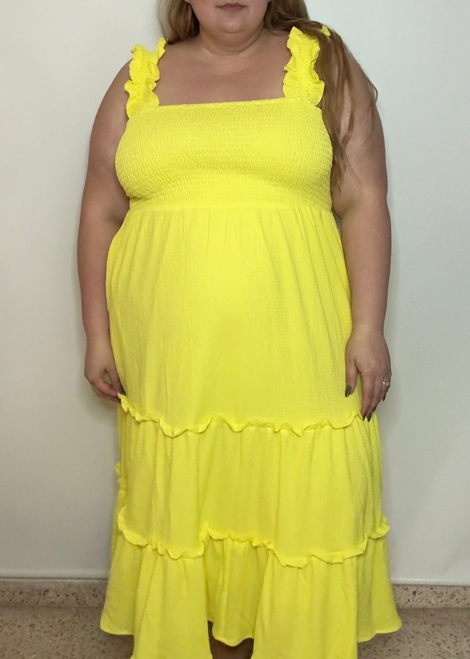 Shirred Yellow Dress | Women Shirred Yellow Dress | FIA Boutique