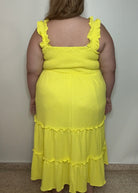 Shirred Yellow Dress | Women Shirred Yellow Dress | FIA Boutique