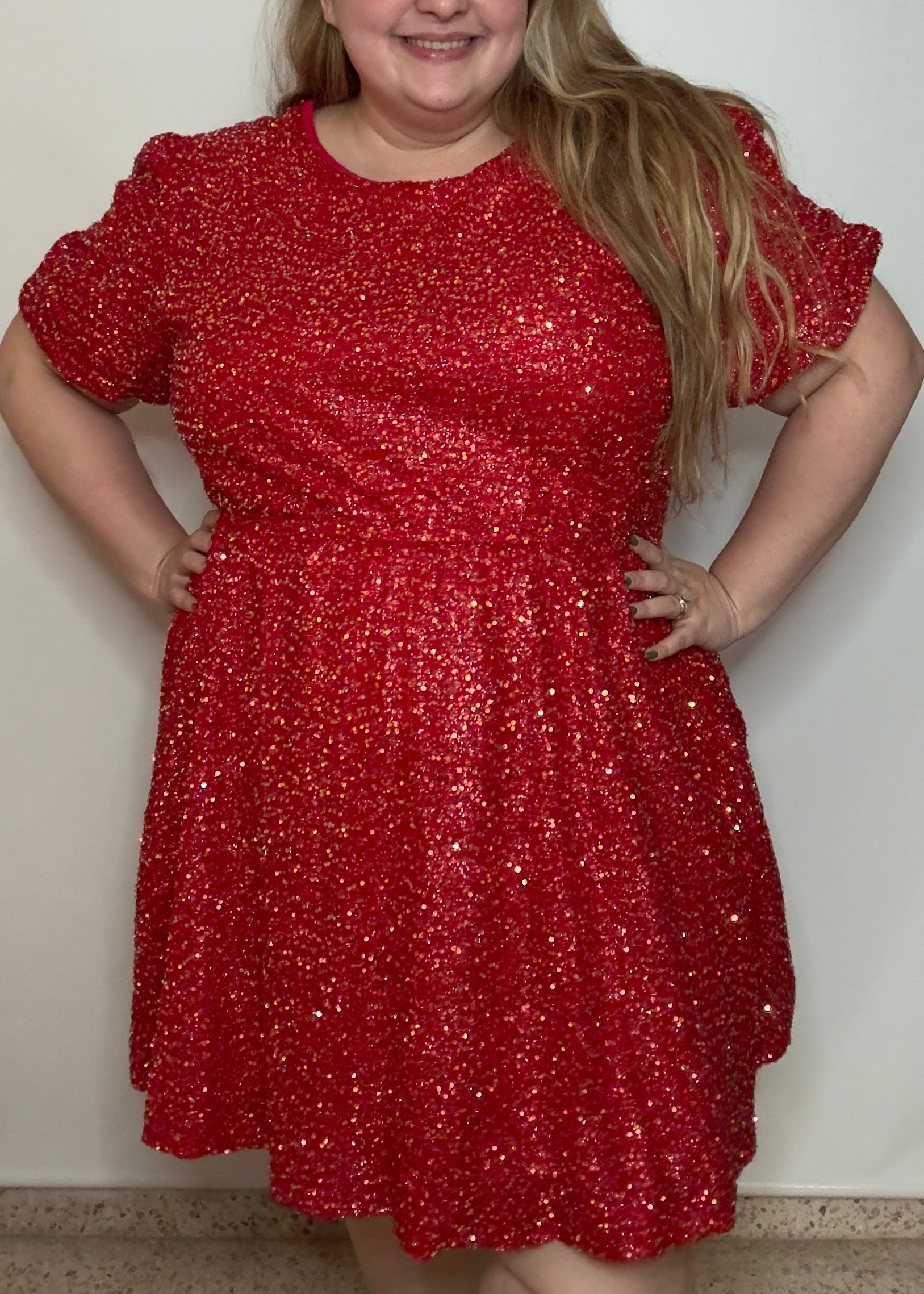 Red Sleeve Sequin Dress | Red Sequin Dress | FIA Boutique