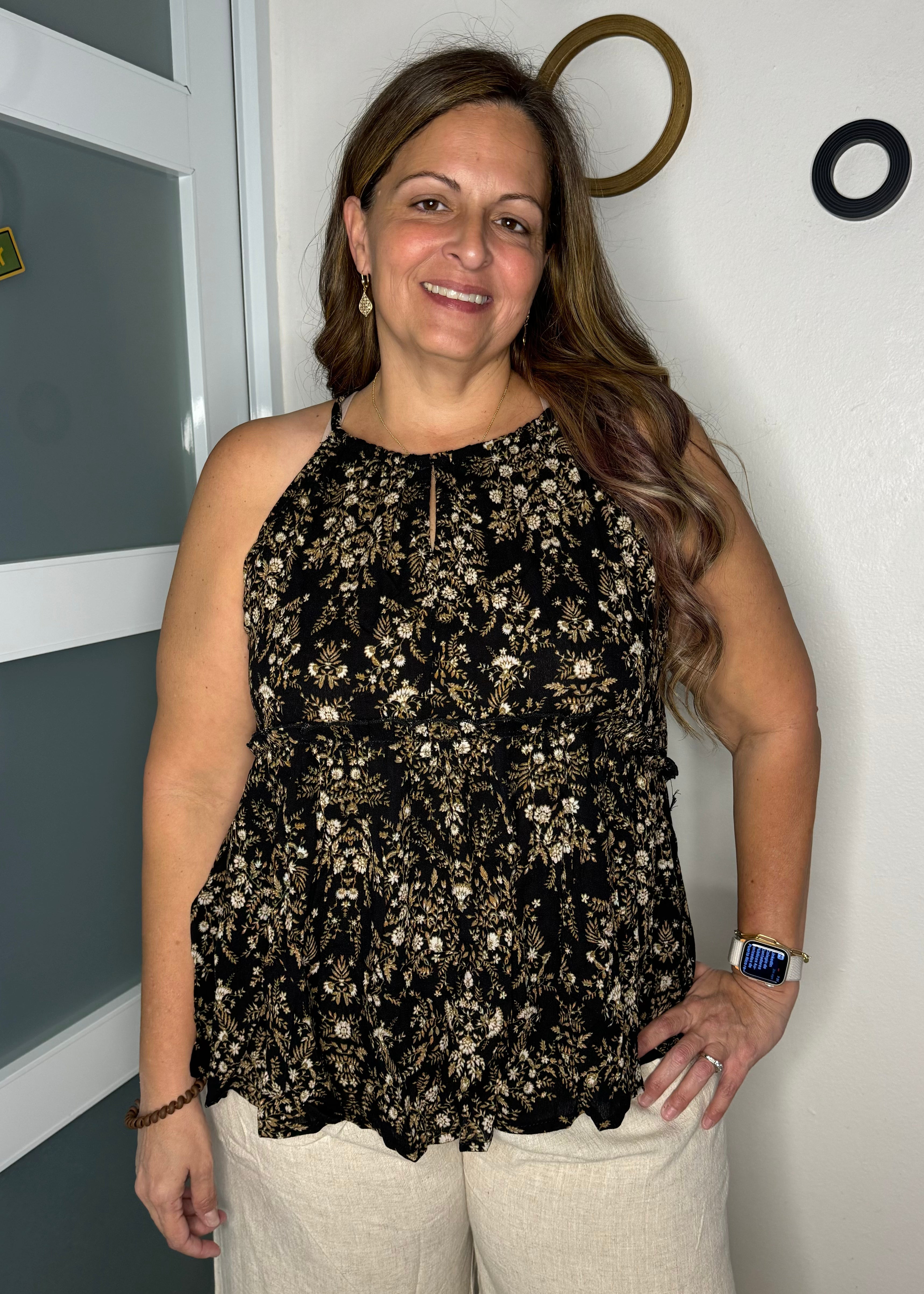 Crinkle Floral Halter Top | Crinkle Floral Halter Top | FIA Boutique