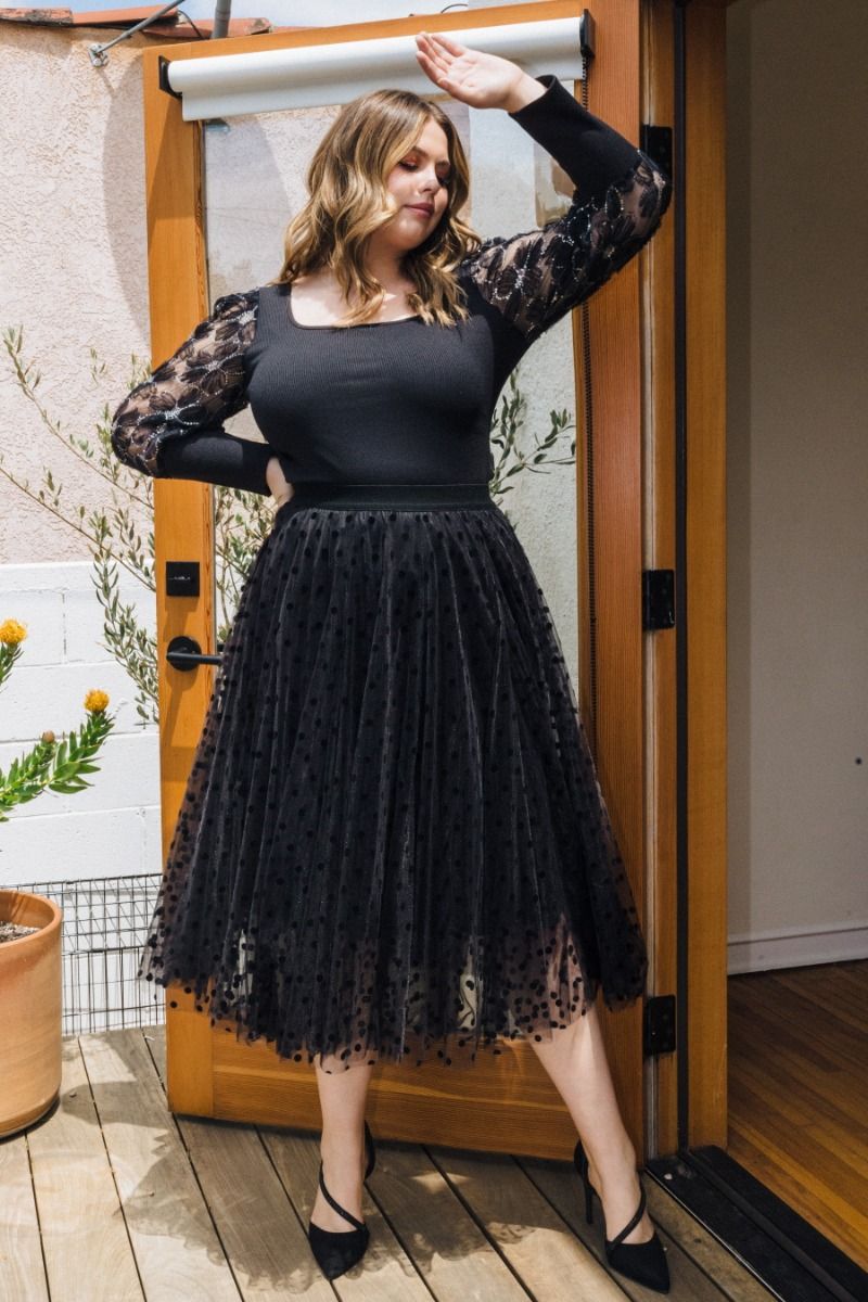 Black Polka Dot Skirt | Women Black Polka Dot Skirt | FIA Boutique