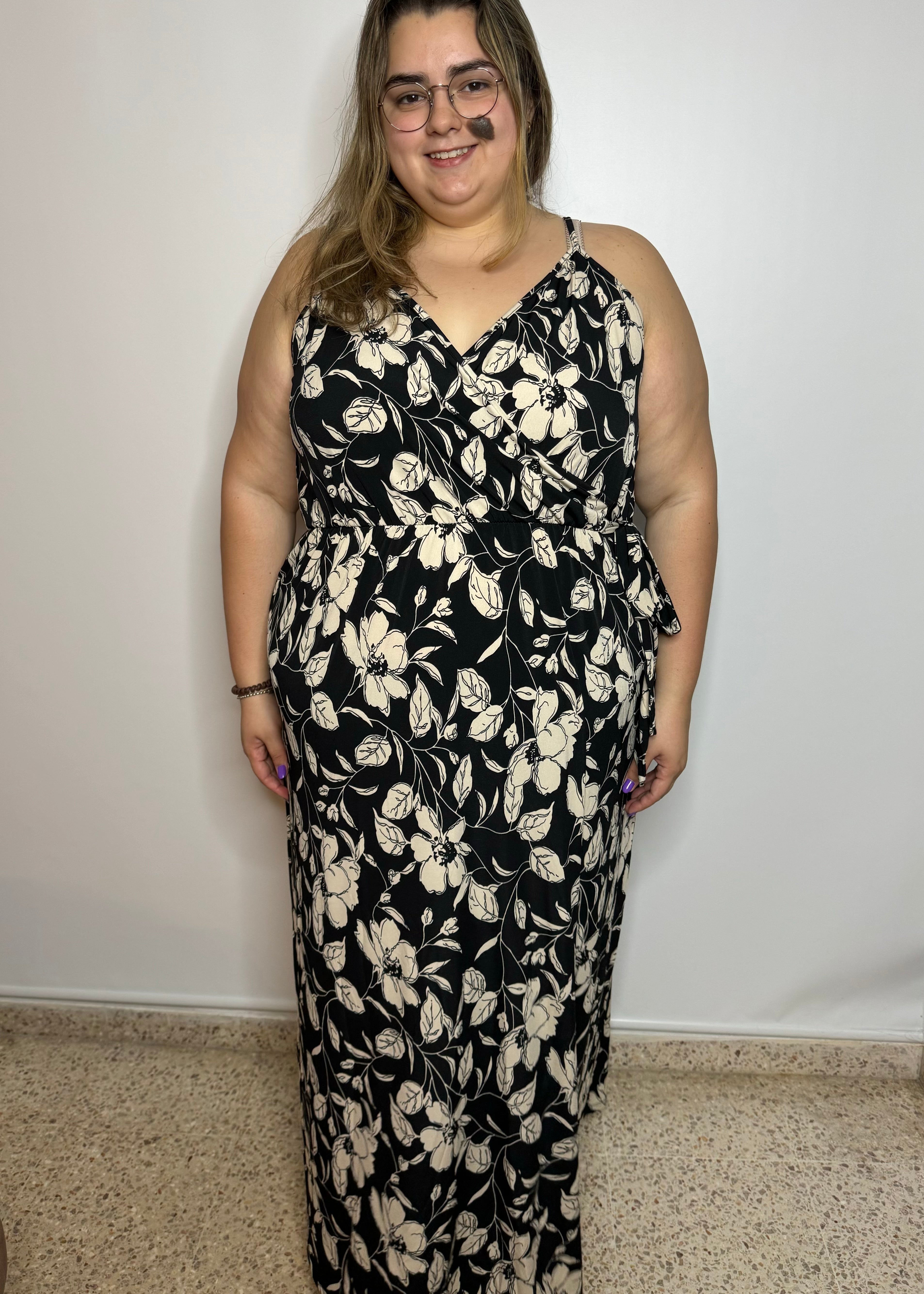 Black Cream Floral Maxi Dress | Black Floral Maxi Dress | FIA Boutique