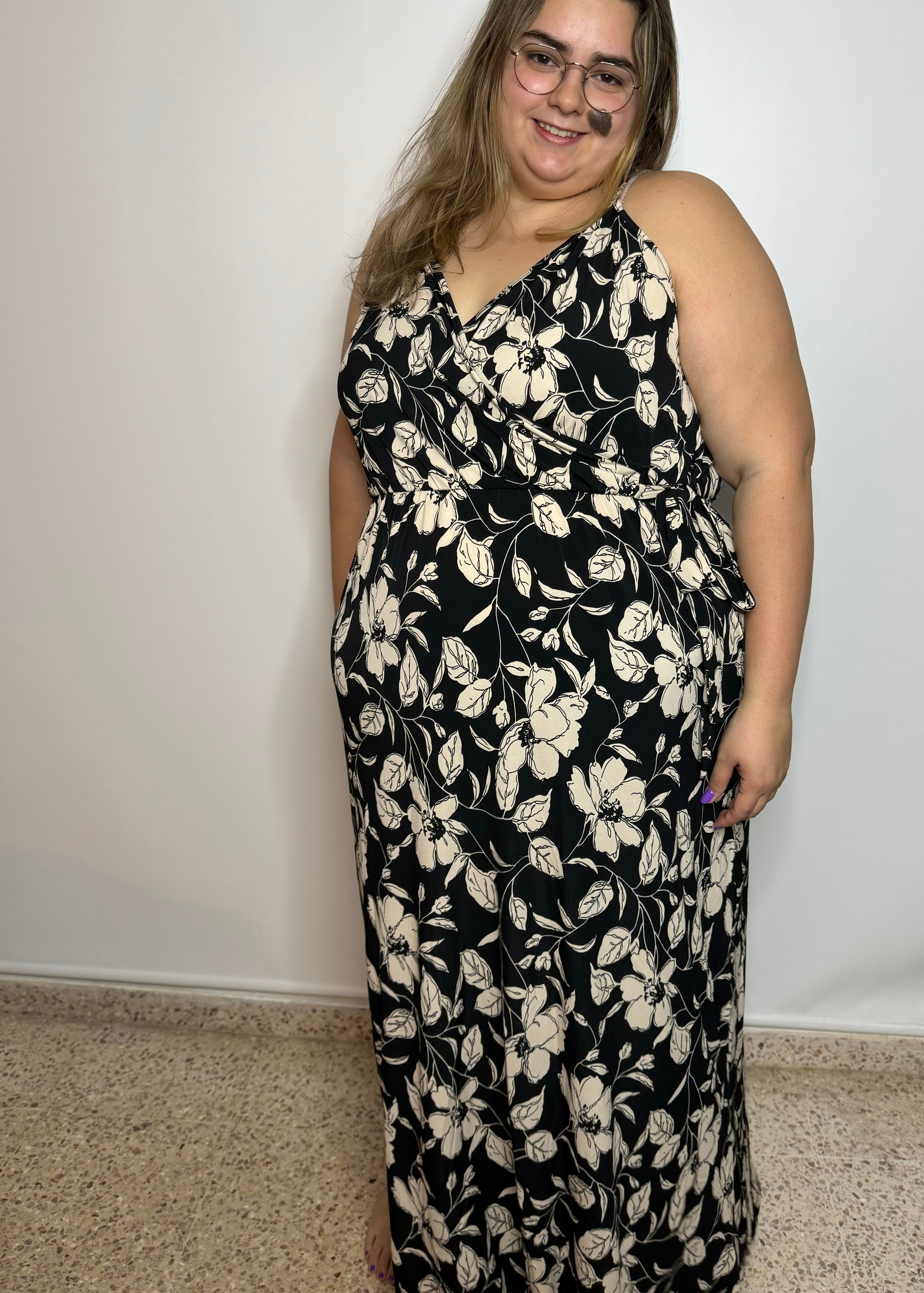 Black Cream Floral Maxi Dress | Black Floral Maxi Dress | FIA Boutique