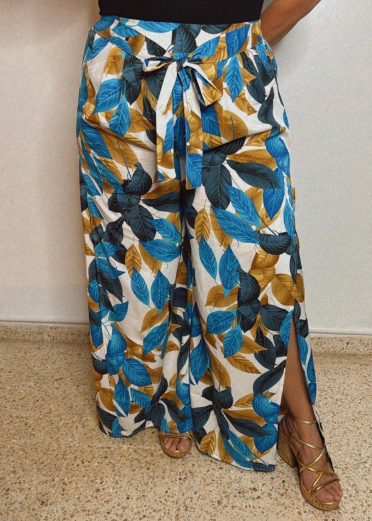 Leaf Printed Wide Pants | Leaf Printed Pants | FIA Boutique