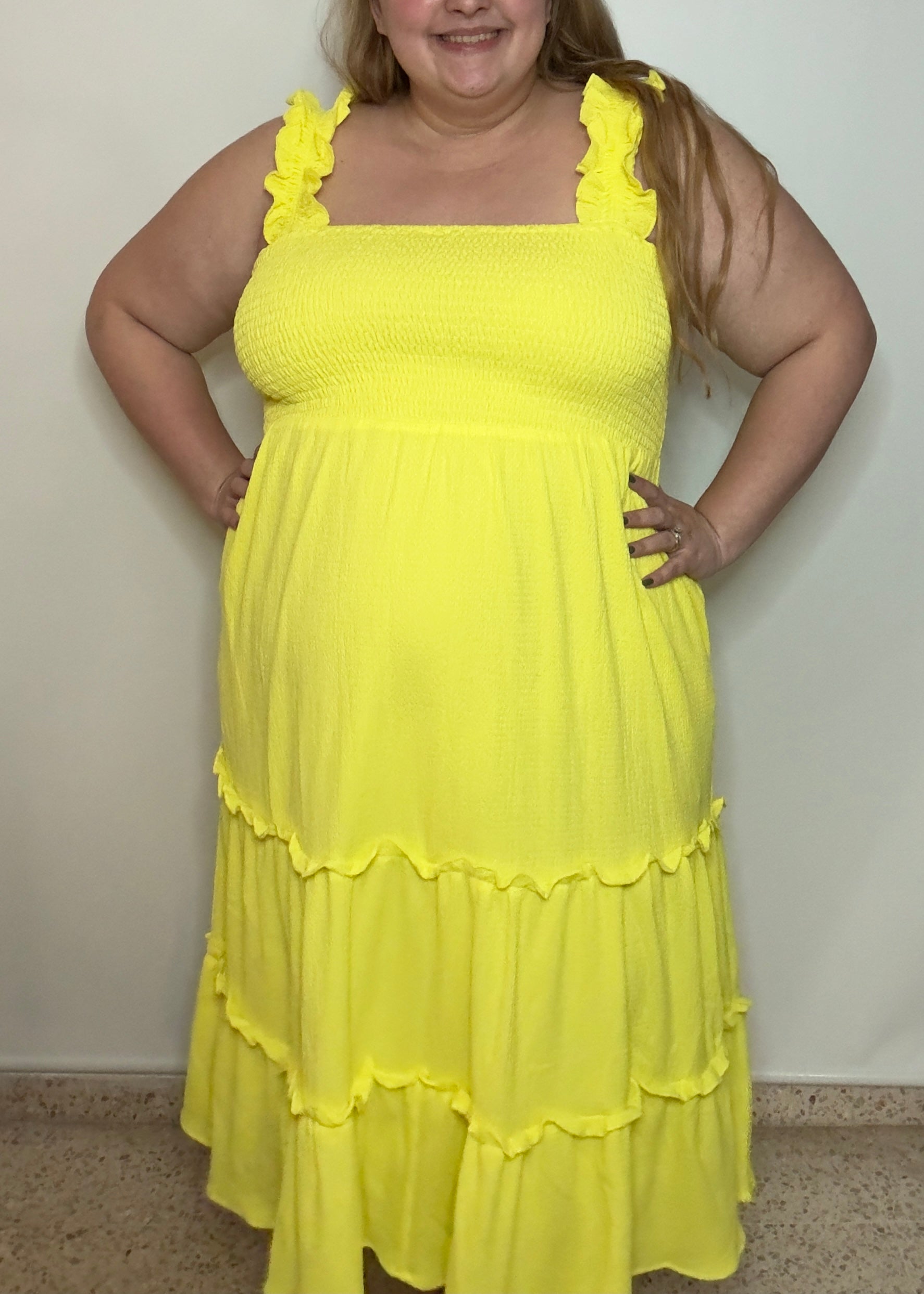Shirred Yellow Dress | Women Shirred Yellow Dress | FIA Boutique