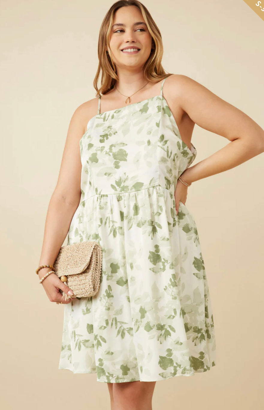 Satin Floral Tank Dress | Smocked Back Tank Dress | FIA Boutique