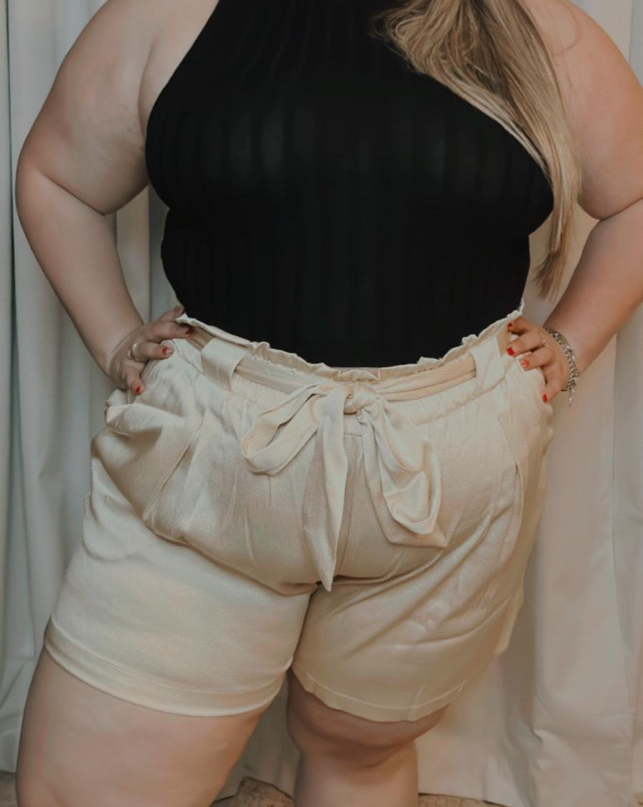 Natural Satin Shorts | Satin Shorts | FIA Boutique