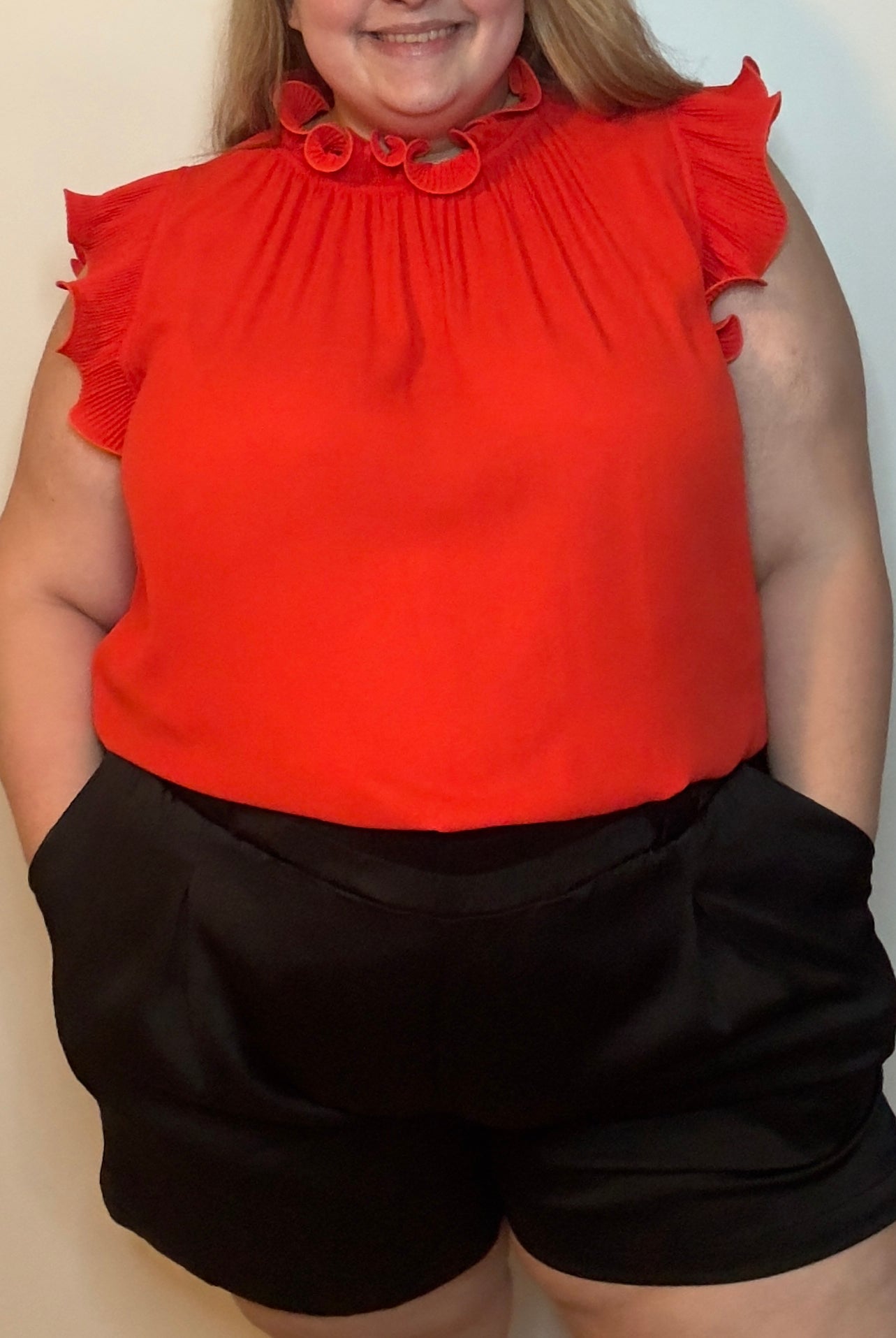 Coral Ruffled Neck Blouse | Ruffled Neck Blouse | FIA Boutique