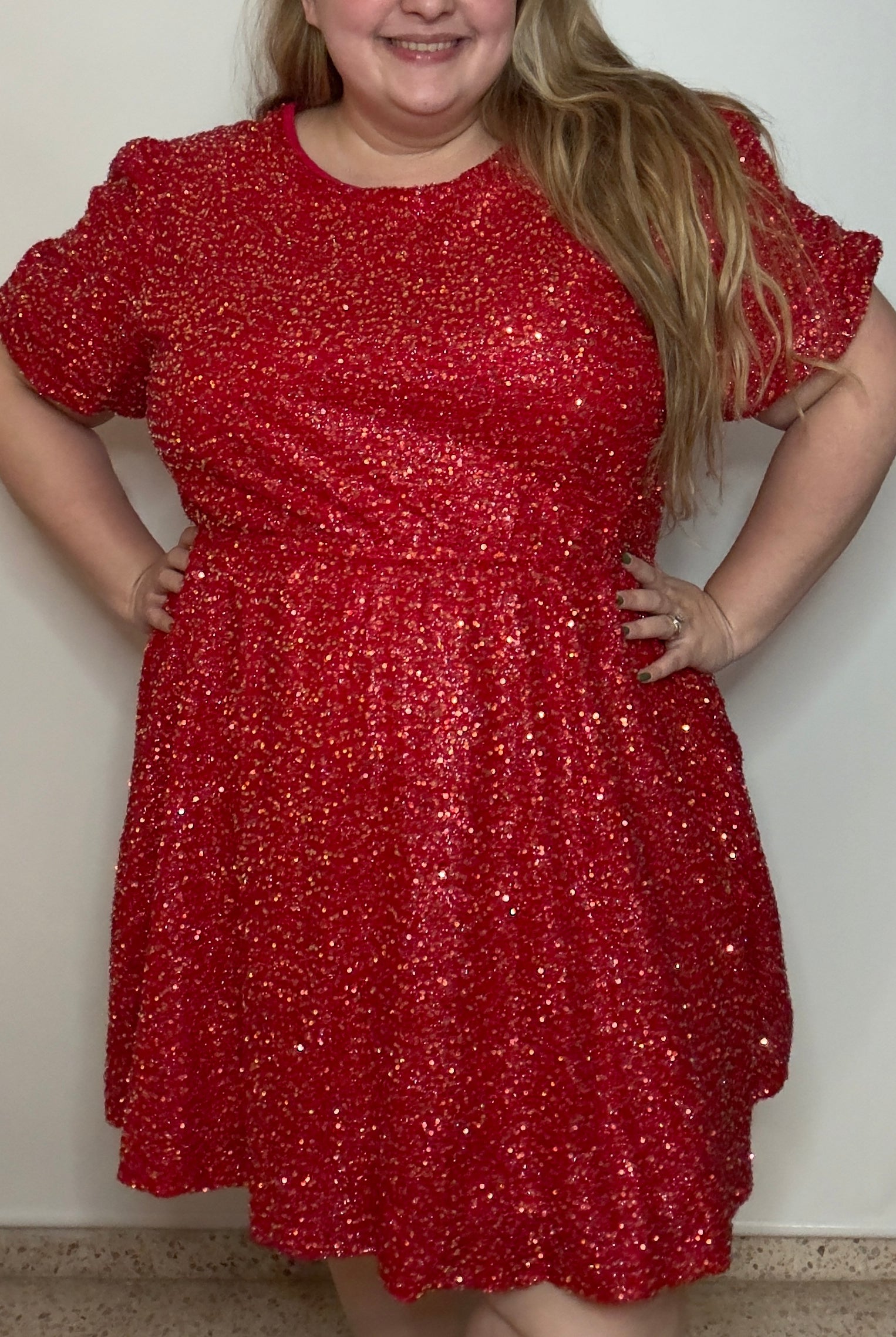 Red Sleeve Sequin Dress | Red Sequin Dress | FIA Boutique