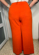 Orange Red Linen Pants | Women Orange Red Linen Pants | FIA Boutique