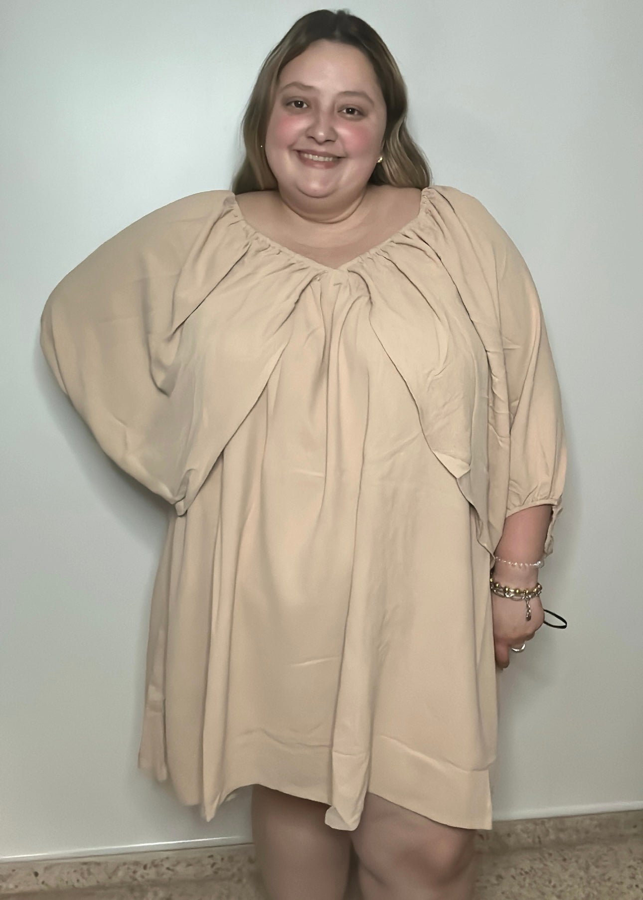 V-Neckline Textured Drees | Textured Midi Dress | FIA Boutique