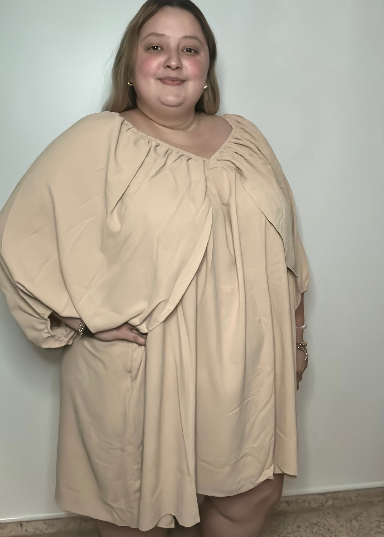 V-Neckline Textured Drees | Textured Midi Dress | FIA Boutique